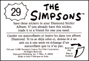 The Simpsons Diamond Sticker #29 reverse