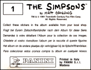 The Simpsons Panini Sticker #29 reverse